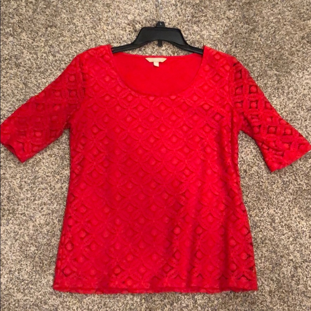Deep Coral/Red (Lace Eyelet) Top